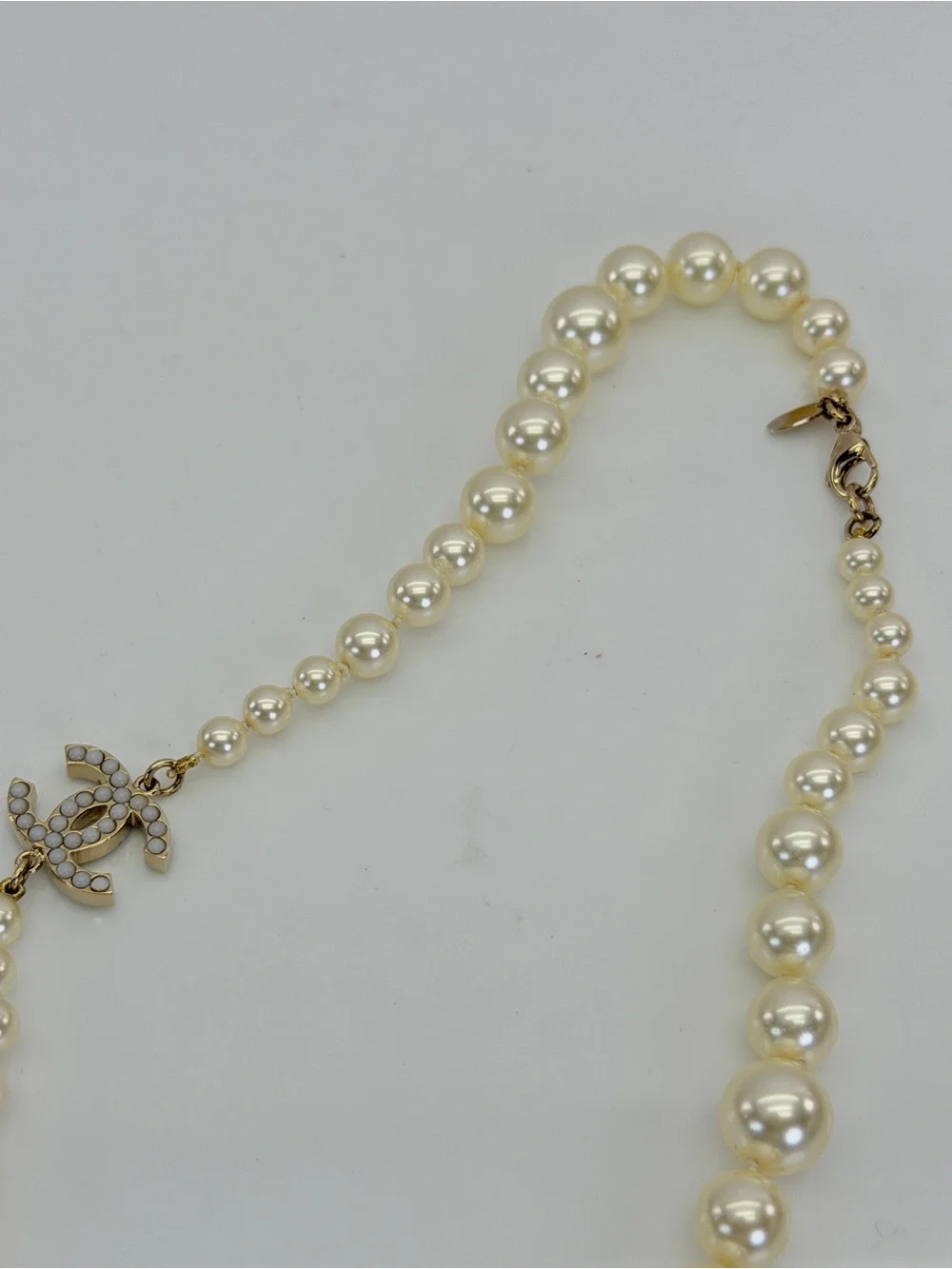 CHANEL CC Logo Timeless Classic Faux Pearl Necklace